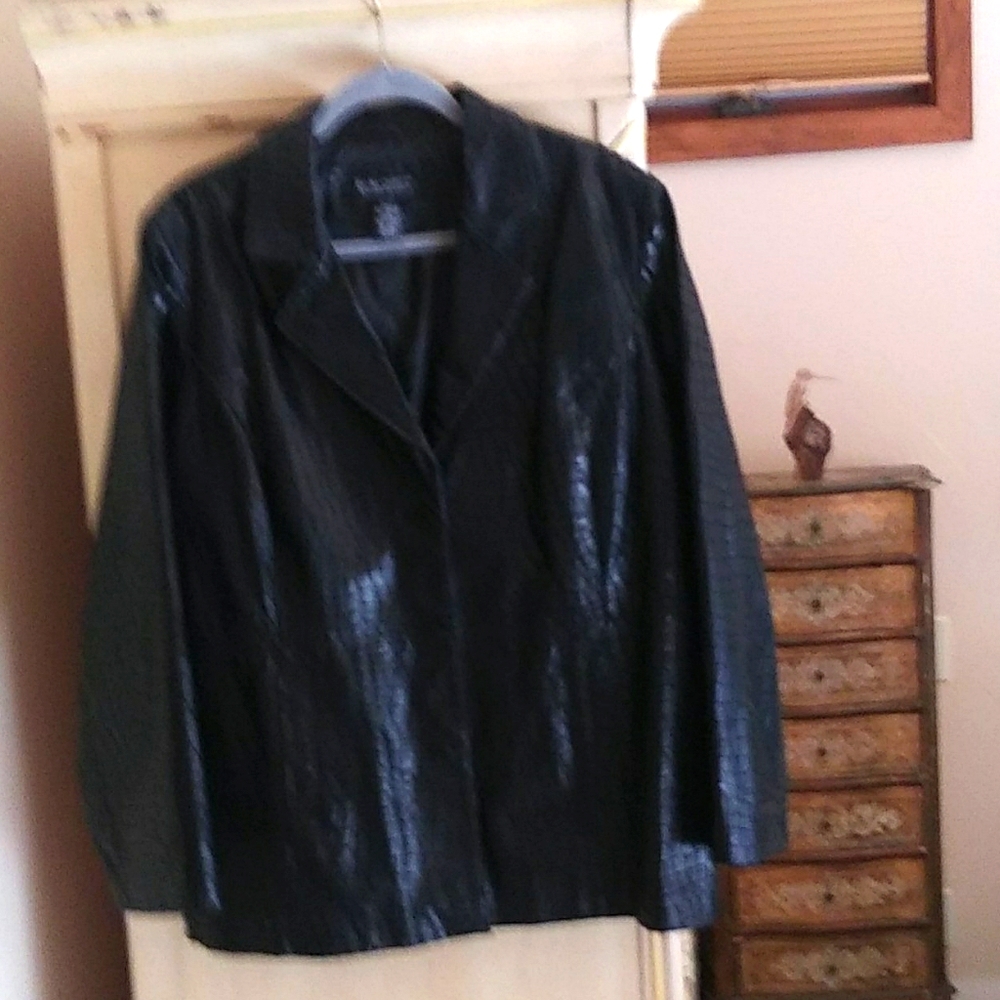 Croc embossed leather jacket